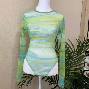 Cloud Print Mesh Bodysuit